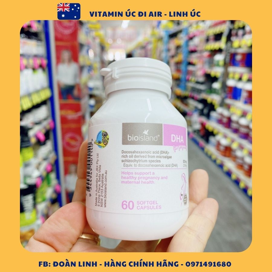 DHA Bầu Bioisland 60 viên cho phụ nữ chuẩn bị mang thai, mẹ bầu và sau sinh, Hàng Chuẩn Úc