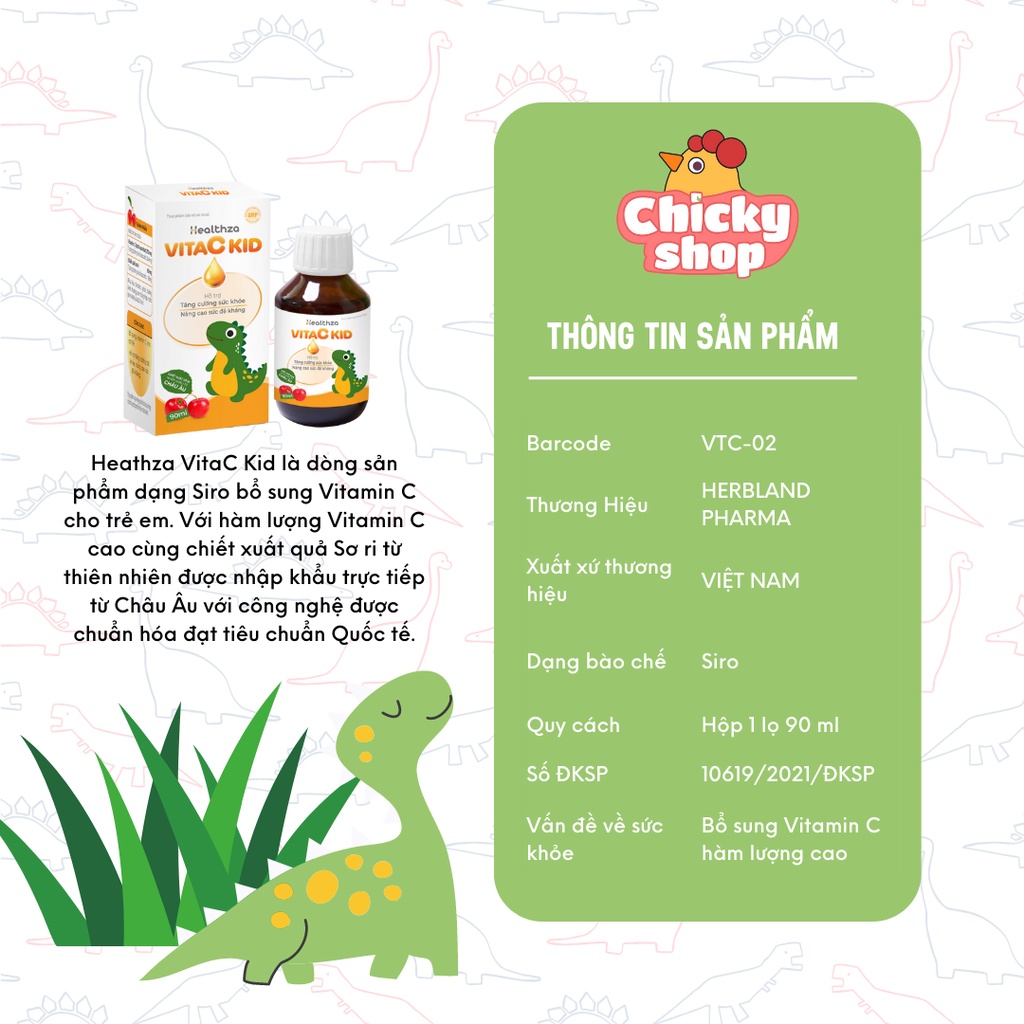 Siro bổ sung vitamin C VitaC Kid cho bé Herbland Pharma 90ml