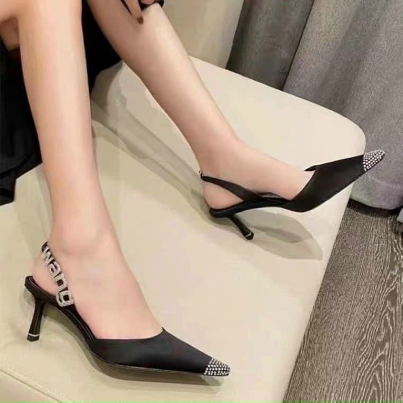 Giày Alexander Wang Mũi Đá Hở Gót Hàng Chuẩn Loại 1 Fullbox Bill