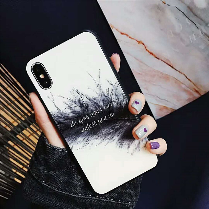 [SALE SỐC] ốp lưng iphone mặt lưng kính hình lông vũ 6 7 8 7plus 8 plus xs xr xsmax 11 12 13 pro max k235