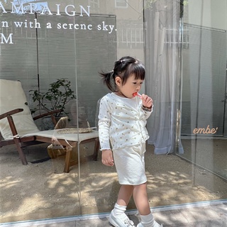 Áo khoác thu đông EMBE' màu trắng hoa nhí vàng phong cách Hàn Quốc cho bé gái - Luci Top