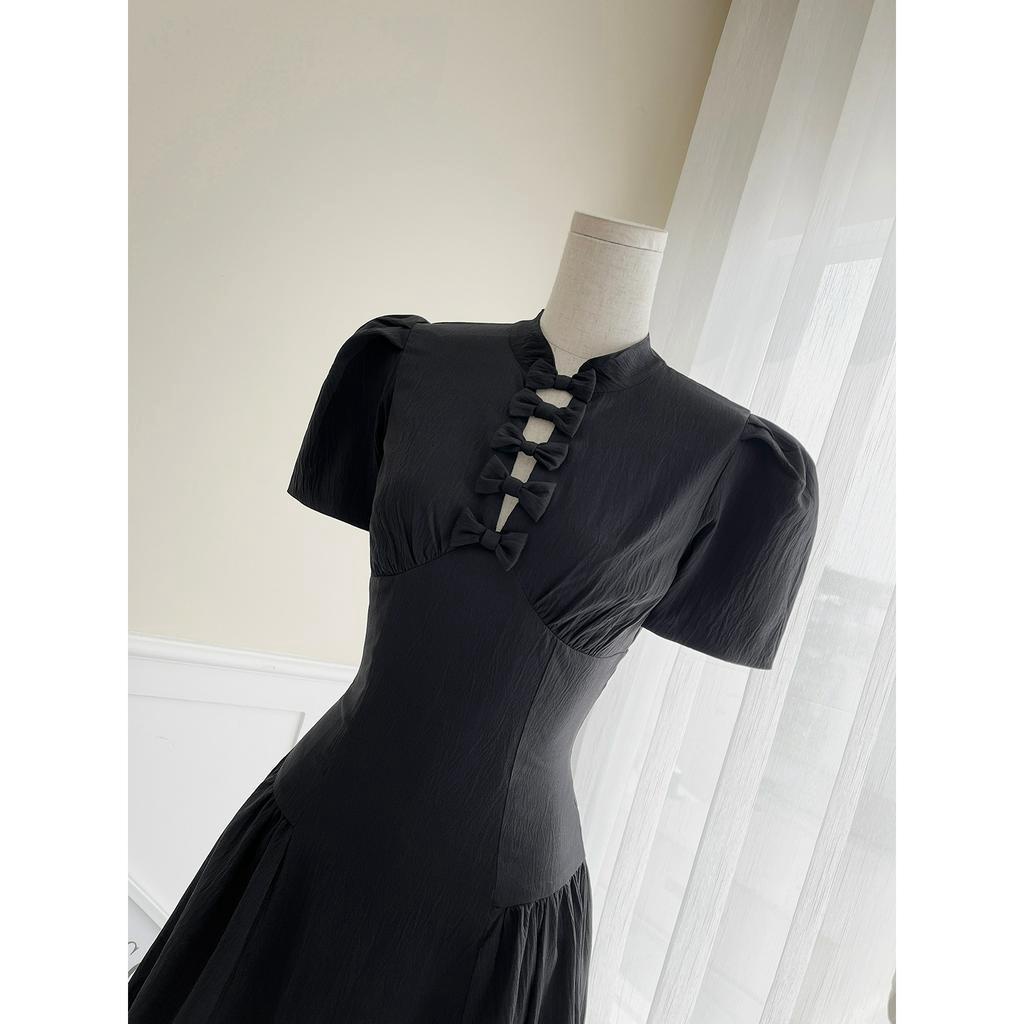 BBSTORE'S Đầm Xòe Tay Phồng Dự Tiệc Kết Nơ Trước Ngực -D1958