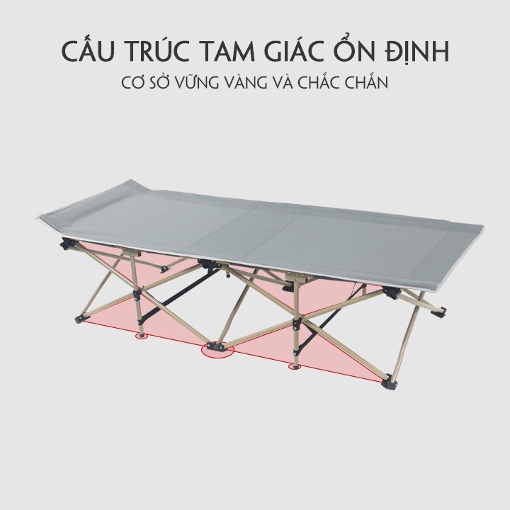 Giường xếp nằm ngủ văn phòng, Giường gấp gia đình nhỏ gọn, Giường gấp du lịch vải sợi cao cấp 190x67cm