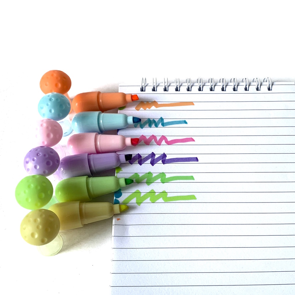 Bút dạ quang 6 màu highlight pastel, bút đánh dấu nhớ dòng cute nhiều màu marker dễ thương