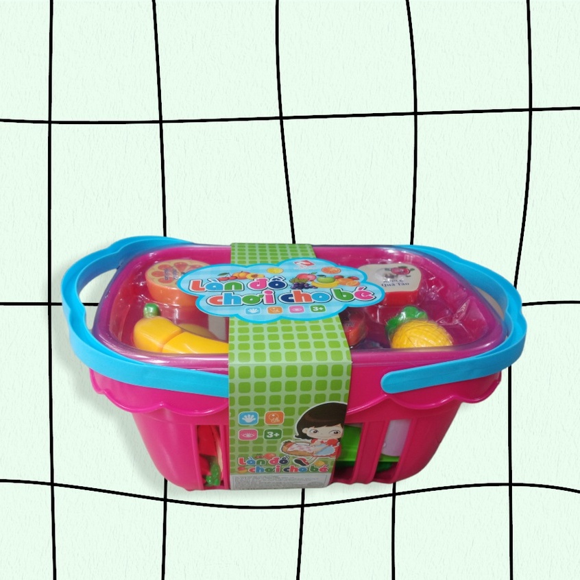 Đồ Chơi Nhà Bếp_ Cắt Hoa Qủa_ Giỏ Đựng Đồ Chơi Trái Cây Bằng Nhựa Cao Cấp Hàng Việt Nam