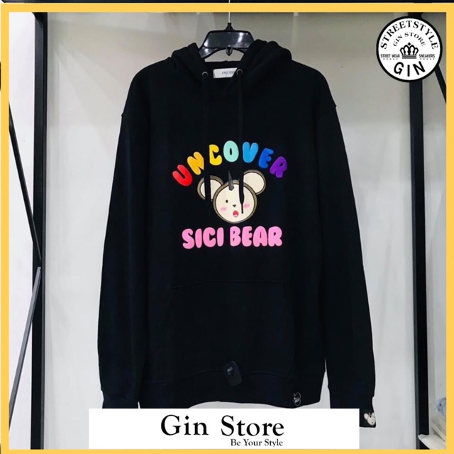 Áo hoodie Uncover SiCi Gấu Full Tag Trắng Đen