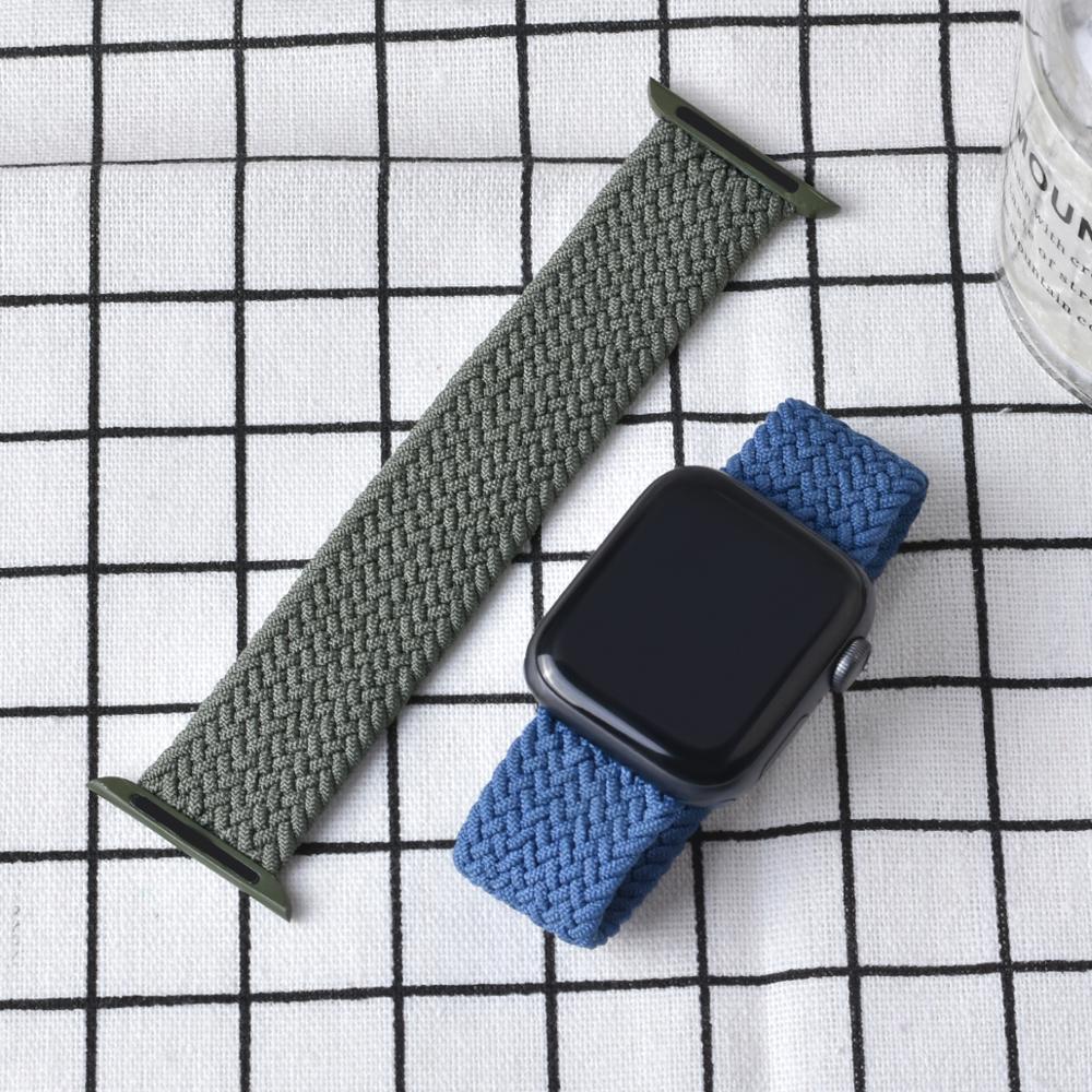 Dây Đeo Sợi Nylon Cho Đồng Hồ Apple Watch 44mm 40mm 38mm 42mm Series 6 Se 5 4 3