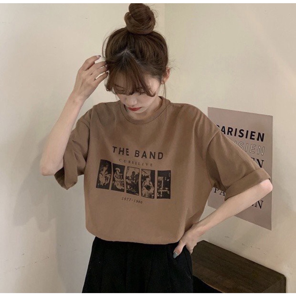 Áo thun phông nữ nam 3158 unisex nam nữ form rộng oversize chất liệu Cotton in chữ THEBAND