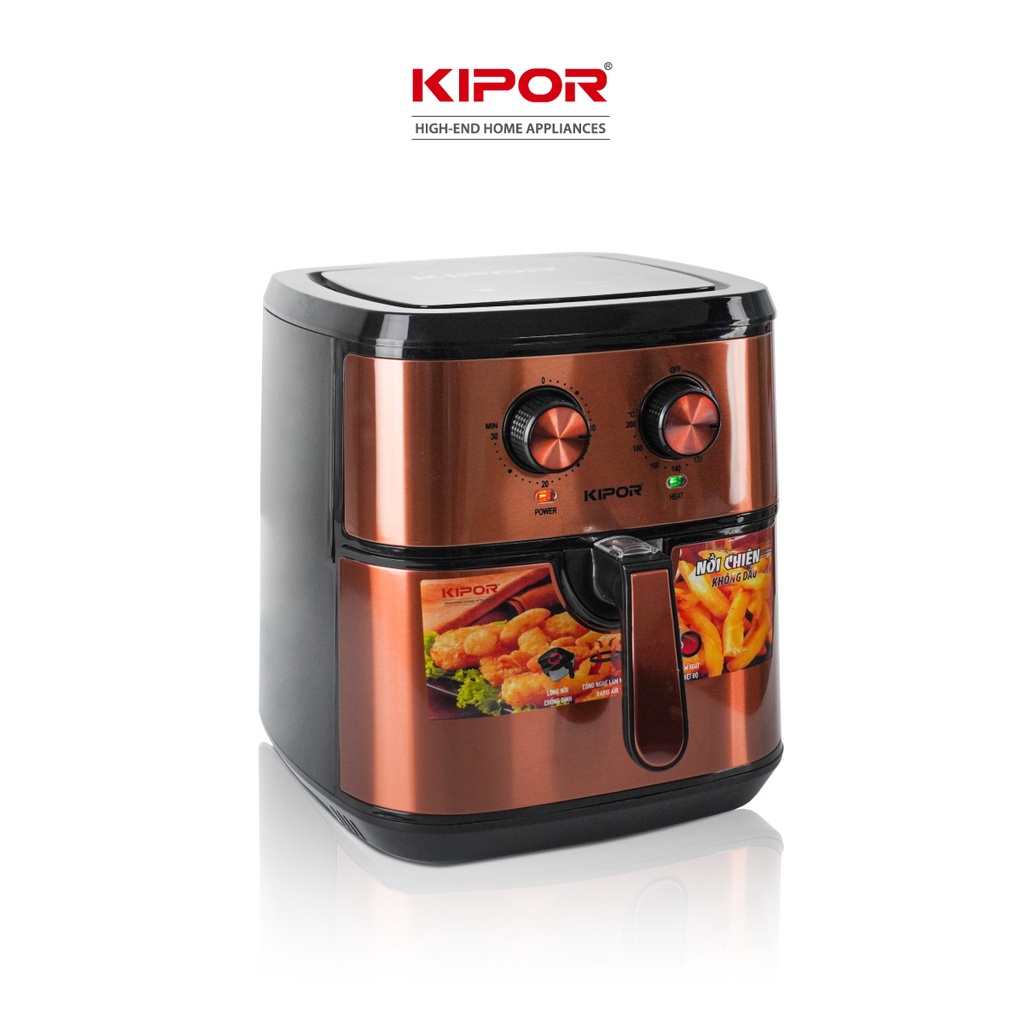 Nồi chiên không dầu KIPOR KP-AF310-10L-Điều khiển cơ RAPID AIR nướng đối lưu-chống dính-Bảo hành tại nhà 12 tháng