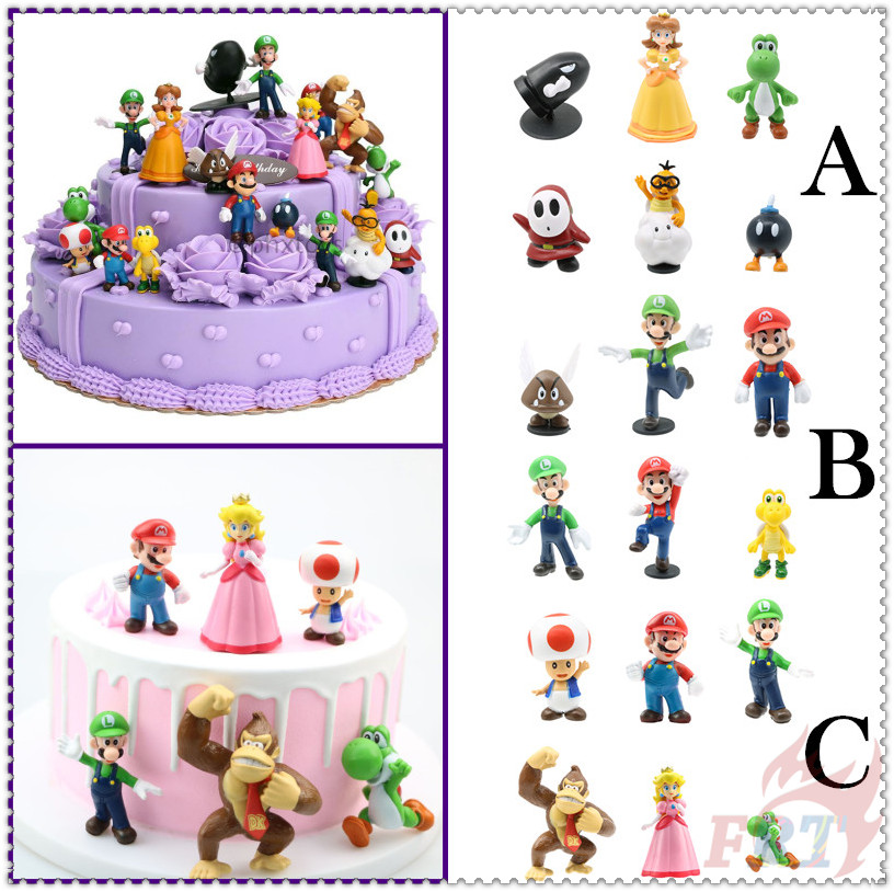 Set 6 Mô Hình Đồ Chơi Nhân Vật Super Mario Dùng Để Trang Trí Bánh Kem