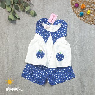 SIZE 3-14 (10-38KG) ĐỒ BỘ BÉ GÁI ÁO SÁT NÁCH QUẦN ĐÙI VẢI ĐŨI TƠ GÂN HIỆU ANCOTIDI THÊU 2 TRÁI TÁO