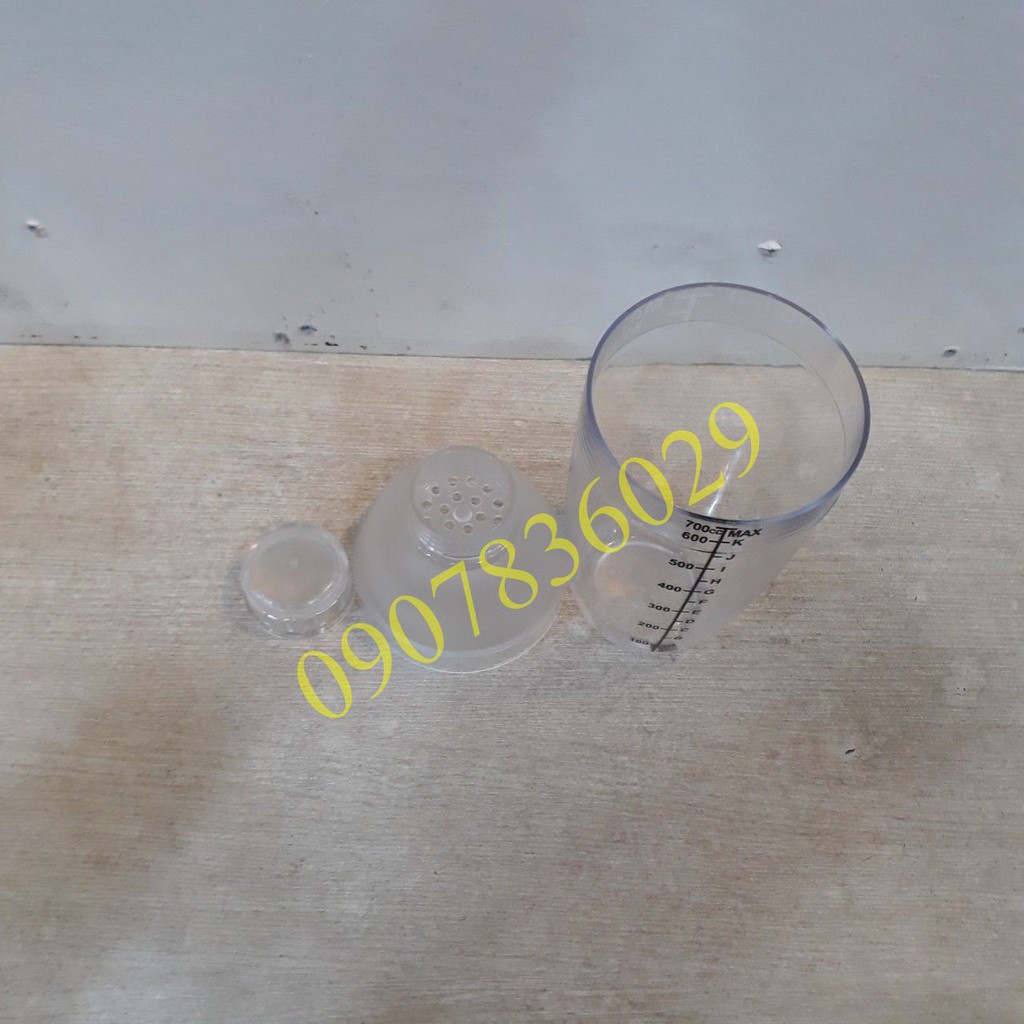 BÌNH LẮC PHA CHẾ COCKTAIL SHAKER 700ML TRONG SUỐT VẠCH CHIA IN ĐẬM