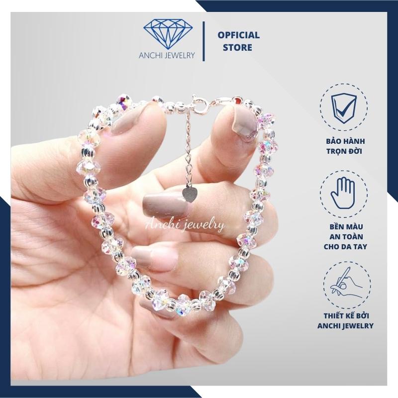 Vòng tay đá pha lê nữ bạc ý 925 cao cấp đeo cực cute - Anchi jewelry, quà tặng bạn gái
