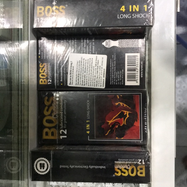 Bao cao su Boss 4 in 1, gân gai, siêu mỏng, kéo dài thời gian, hộp 12 cái