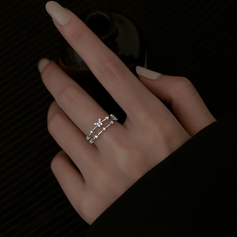 Nhẫn Mạ Vàng / Bạc 925 Hình Bướm Đính Đá Zircon Đơn Giản Thời Trang Hàn Quốc