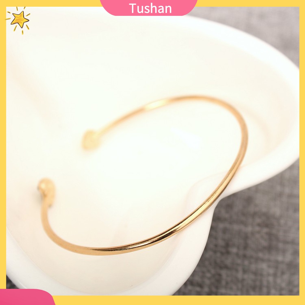 TUSH_Women Double Heart Rhinestone Inlaid Opening Cuff Bracelet Bangle Jewelry Gift