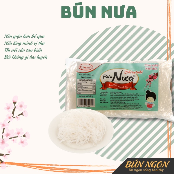 Bún Nưa Mì Nưa Shiritagi 160g Ăn Kiêng Giảm Cân Eatclean - Bún Ngon