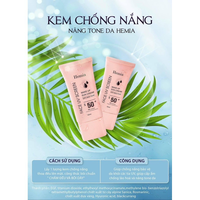 Kem Chống Nắng Hemia Hàn Quốc 100% Tự Nhiên Dùng Được Cho Bà Bầu Dưỡng Trắng Nâng Tone An Toàn