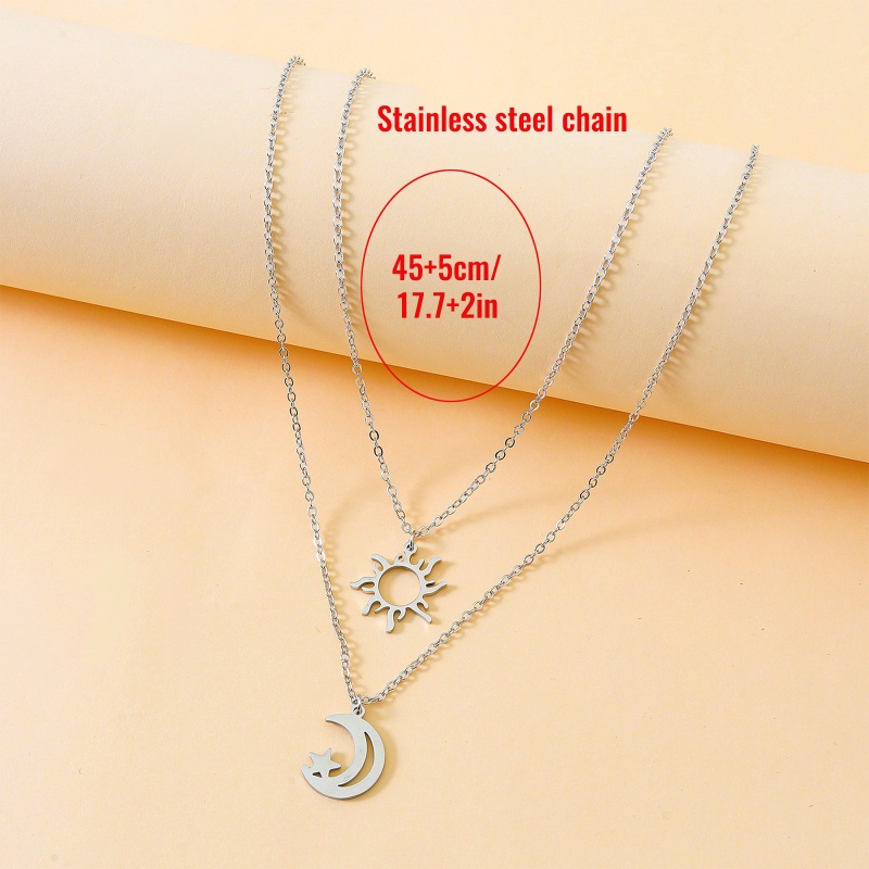 Mặt Dây Chuyền Bằng Thép Không Gỉ Hình Ngôi Sao Mặt Trời Mặt Trăng Sáng Tạo Kiểu Âu Mỹ