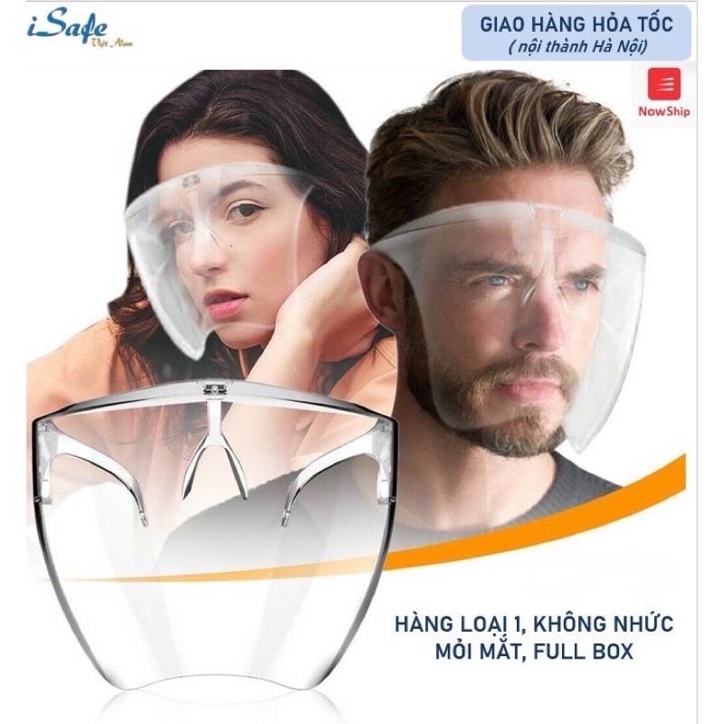 Kính chống giọt bắn trong suốt Face Shield, Mạng che mặt phòng dịch, kính chống bụi bảo vệ toàn mặt
