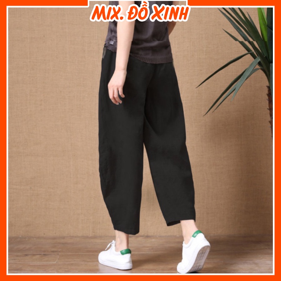 Quần kiểu thời trang nữ ống rộng lưng thun Thu Hà chất liệu Linen cao cấp mềm mát, form rộng thoải mái QNH.39