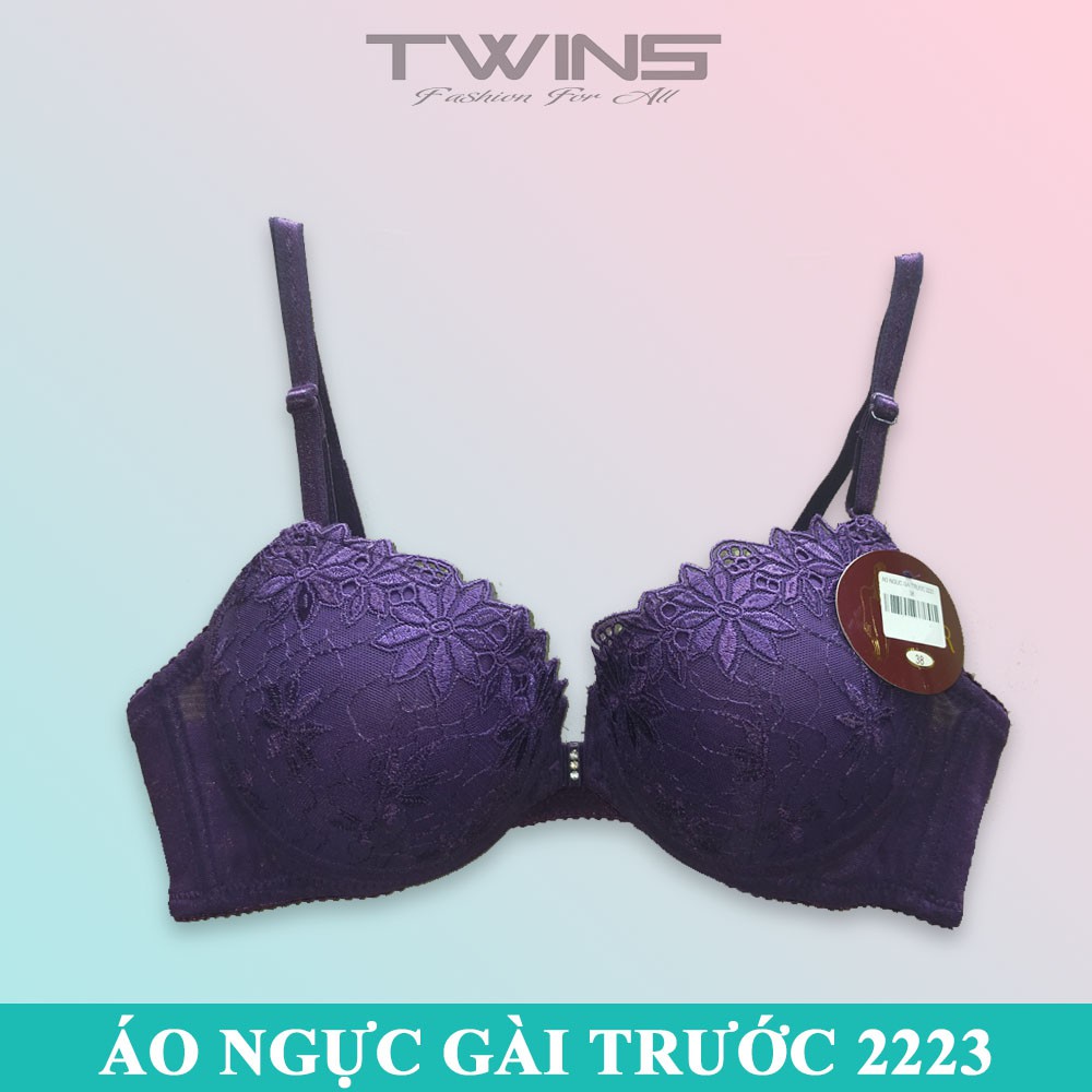 Áo ngực nữ ren cài trước nâng ngực SD2223 có gọng cúp xéo mút dày mềm mịn size 32-34-36-38