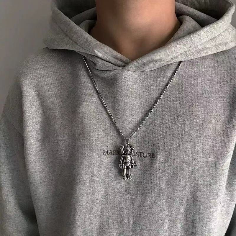 Dây Chuyền Gấu Bearbrick Titan Không Đen Gỉ Phong Cách hip hop