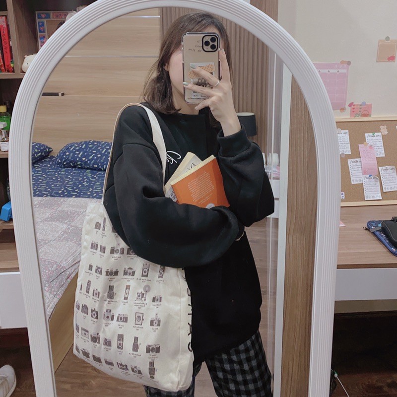 T180/Túi Bao Bố hình camera vintage