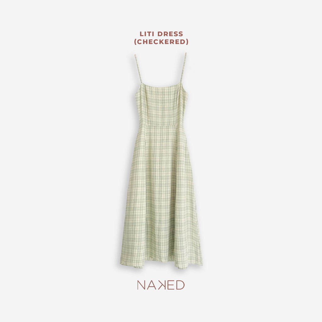 Váy hai dây kẻ caro xanh trắng Naked By V - Liti Dress (Xanh)