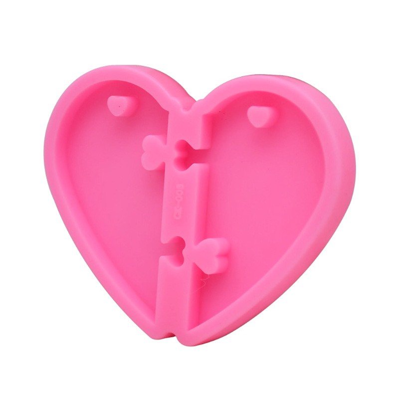 time* Handmade Valentine's Day Heart Pendant Keychain Resin Casting Mold Puzzle Heart Love Epoxy Resin Mold Tools Art Crafts
