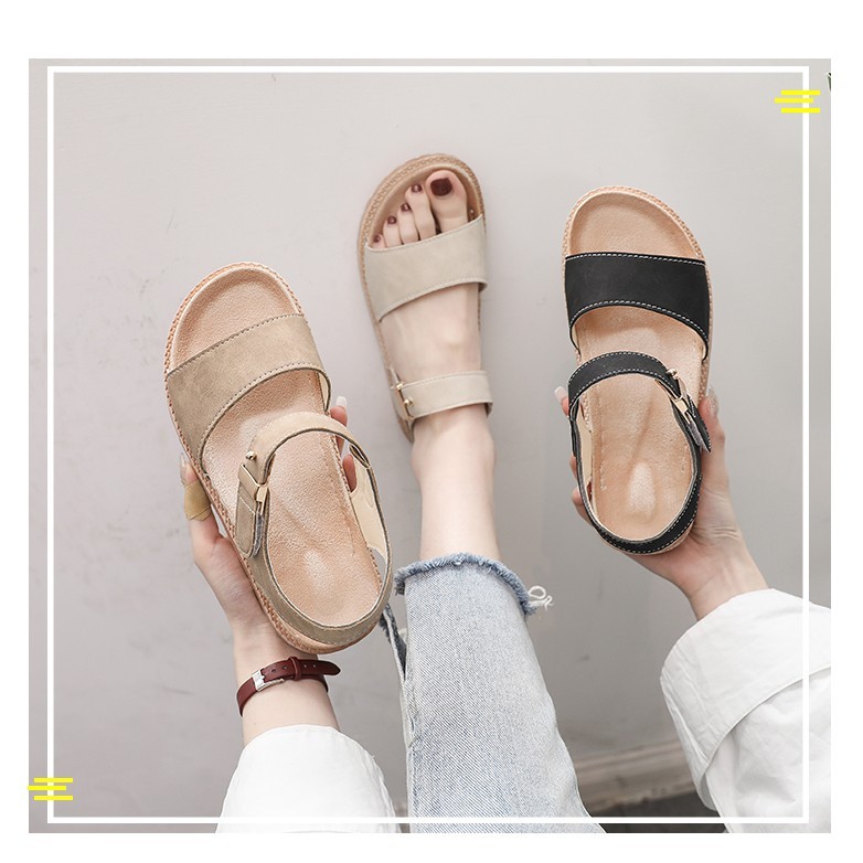 Dép sandal da lộn nữ thời trang đơn giản dễ phối đồ (ảnh thật cuối)