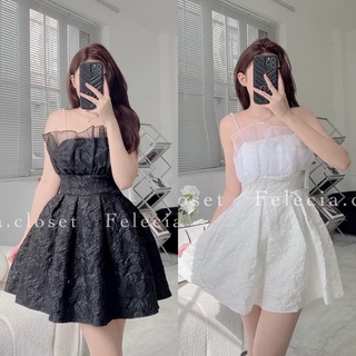 Đầm xốp hai dây bèo ngực