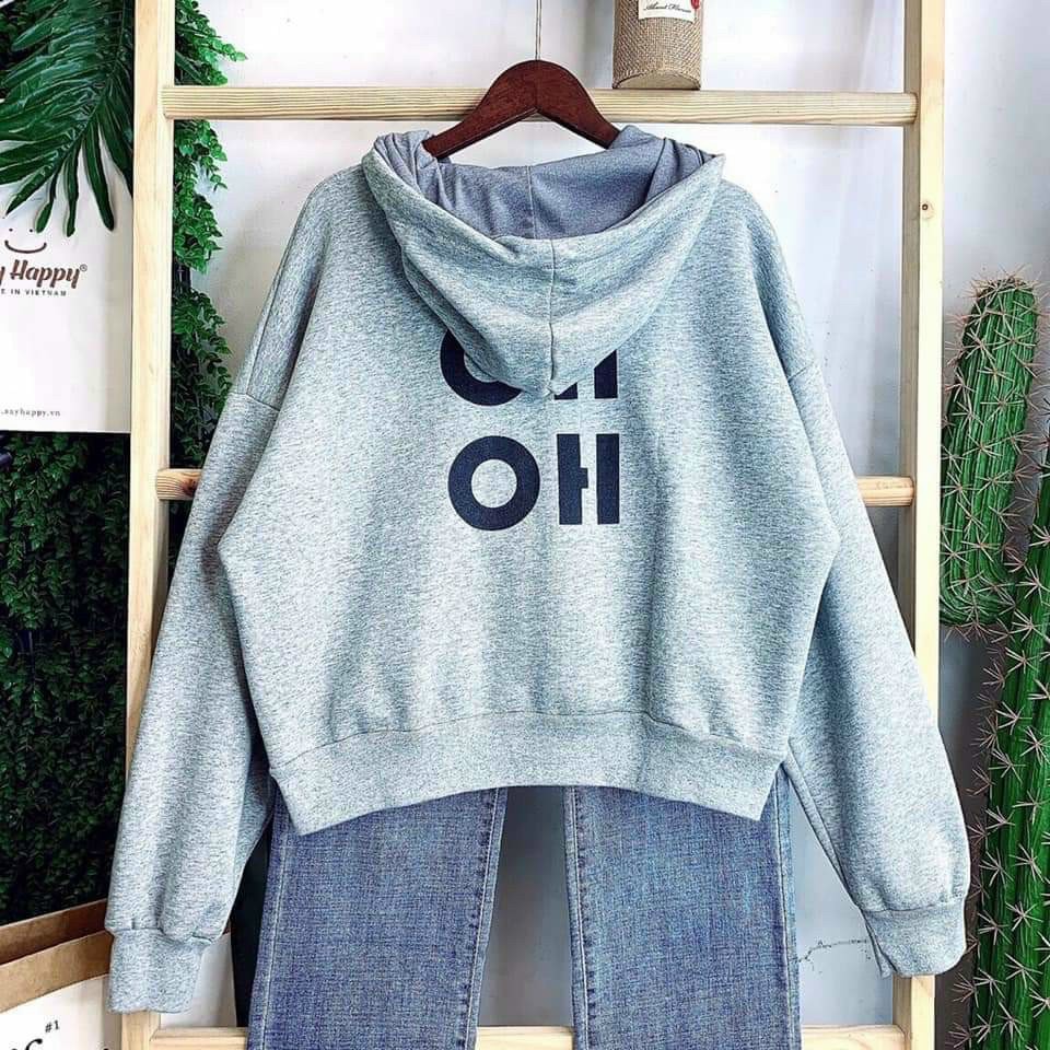 Áo Nỉ Form Rộng Kéo Khoác Dáng Ulzzang In Chữ OhOh | BigBuy360 - bigbuy360.vn