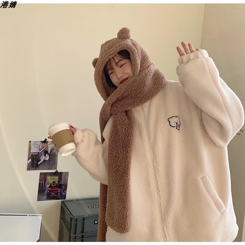 Áo khoác Lông thêu gấu cute dày dặn