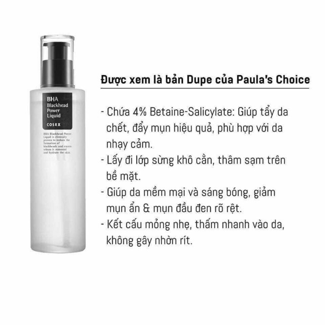 Dung Dịch Tẩy Da Chết Hoá Học Cosrx BHA Blackhead Power Liquid 100ml