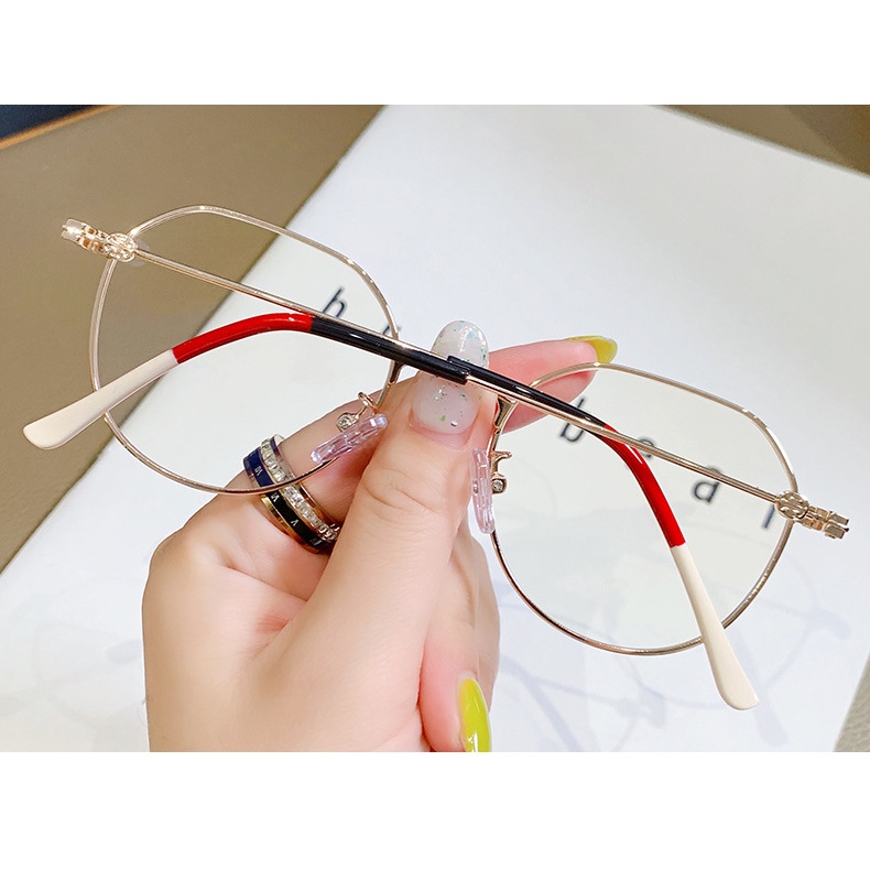 Mắt Kính Gọng Kim Loại Tròn Chống Bức Xạ Phong Cách Retro Hàn Quốc Cho Nữ