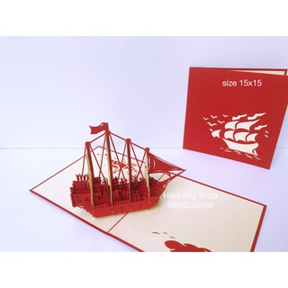 Thuyền 9 ( 4 cánh trắng ) - Boat - Thiệp 3D