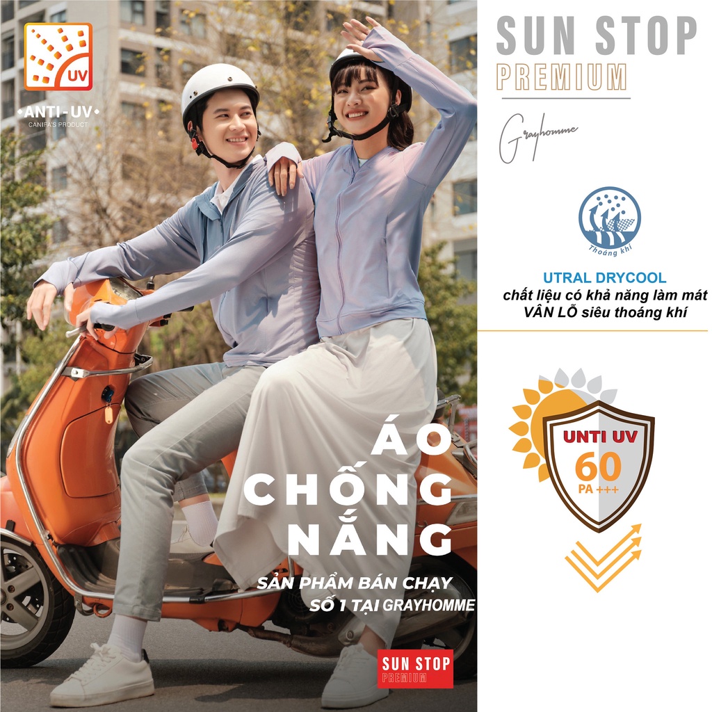 Áo chống nắng nam nữ GRAYHOMME Ultral Dry vải dày có lỗ thông hơi chống tia UV SUN001