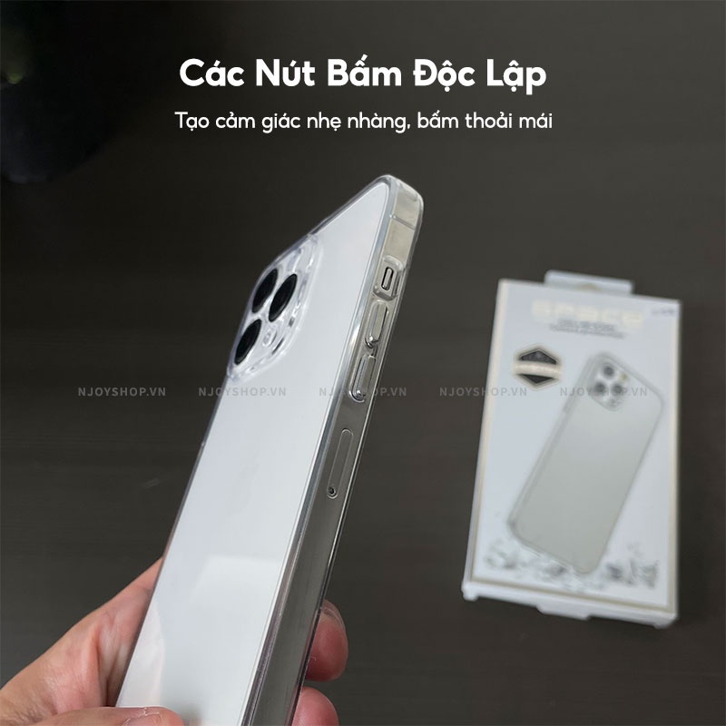 Ốp Trong Suốt Nút Bấm Kim Loại Bảo Vệ Camera Cho Điện Thoại IP11/12/13/14 Pro Max Space Gen 2 Njoyshop