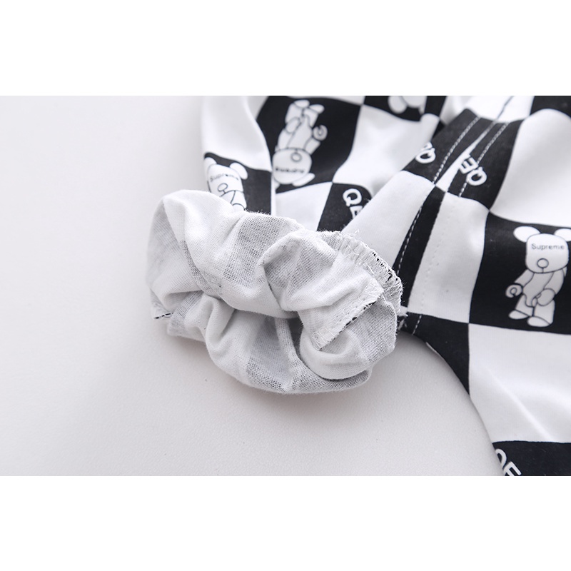 Bộ Áo Tay Ngắn In Chữ + Quần Short Vải Cotton In Họa Tiết Gấu Hoạt Hình Thời Trang Mùa Hè Cho Bé Kích Thước 80-120cm