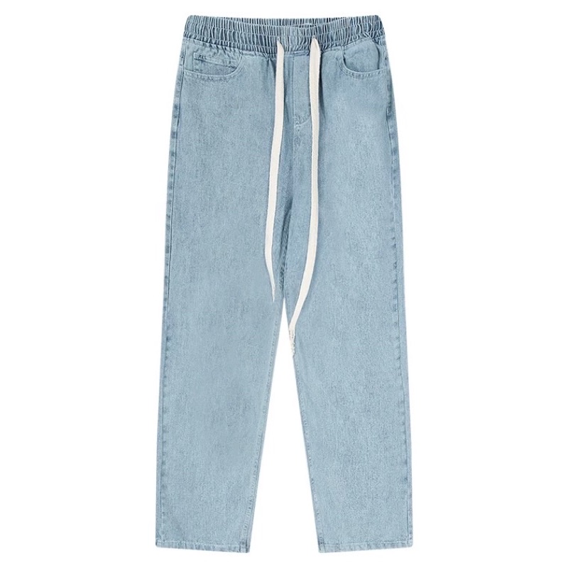 Quần jeans nam Nelly rộng ống suông lưng thun dây rút taobao