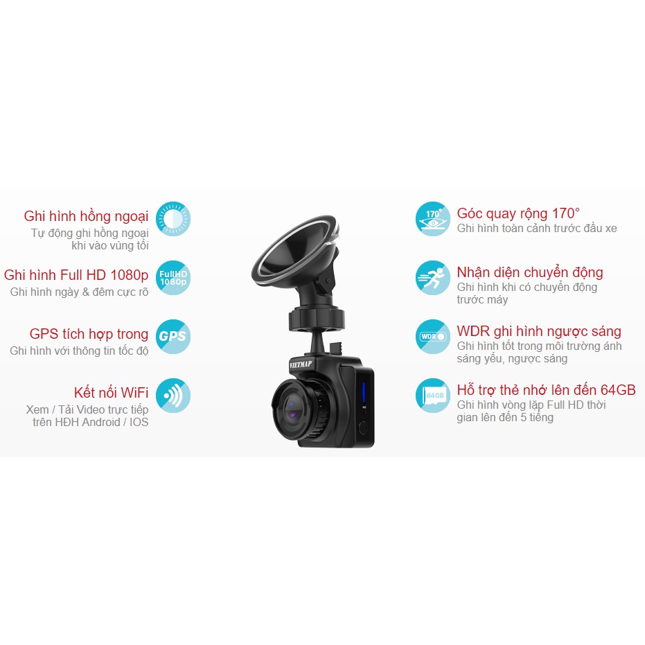 VIETMAP IR23 - Thẻ 32GB - Camera Hành Trình Hồng Ngoại-Ghi Hình Đêm - Hàng Chính Hãng