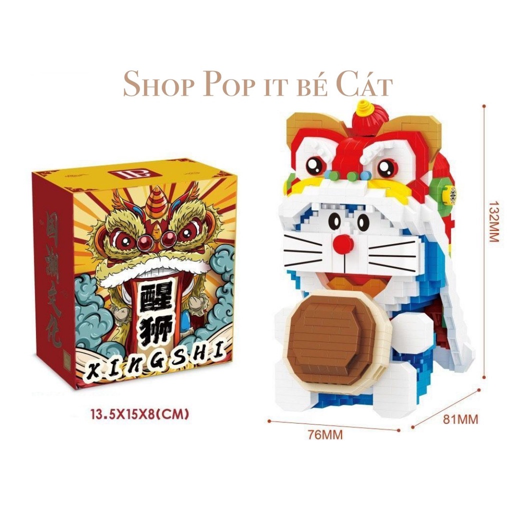 Đồ Chơi Tết Trẻ Em Bộ Lắp Ráp Xếp Hình Doraemon Múa Lân - SHOPBECAT