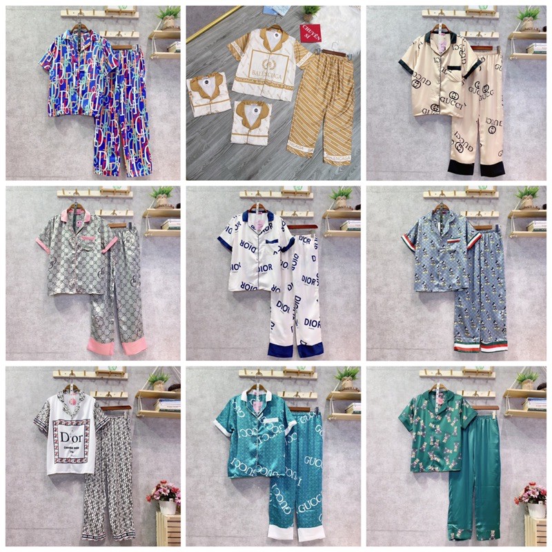 ĐỒ NGỦ PIJAMA- Đồ Mặc Ở Nhà Hoạ Tiết Thương Hiệu Lụa Satin Cao Cấp