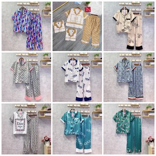 Đồ ngủ pijama- đồ mặc ở nhà hoạ tiết thương hiệu lụa satin cao cấp