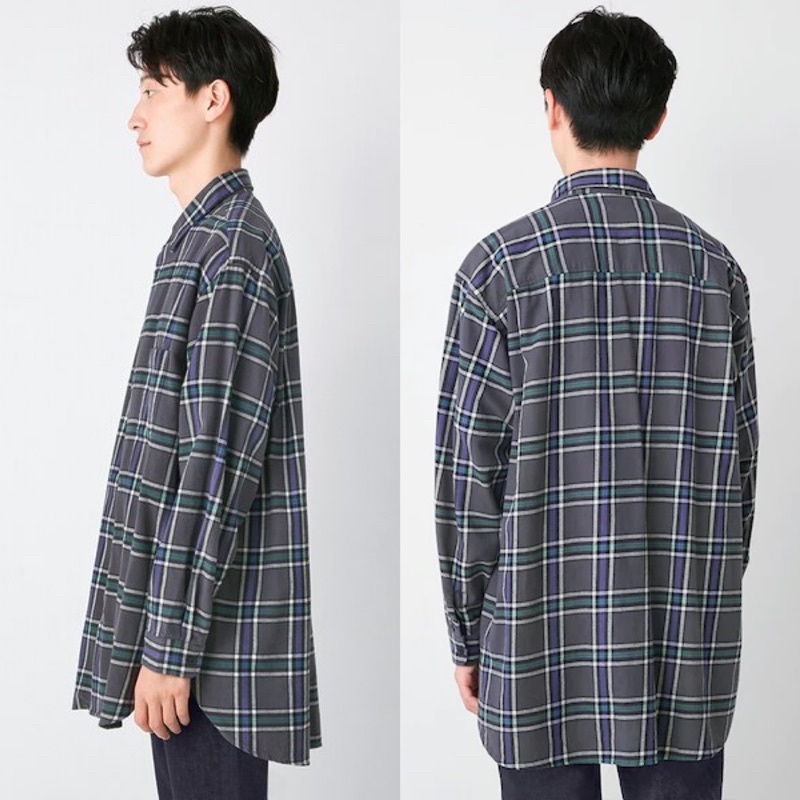 Áo sơ mi nam dài tay kẻ caro flannel dòng oversize thời trang, năng động của GU - Nhật