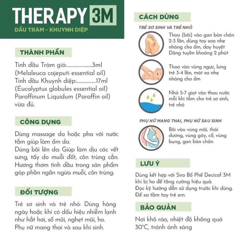 Tinh dầu tràm- khuynh diệp Therapy 3M dung tích 30ml