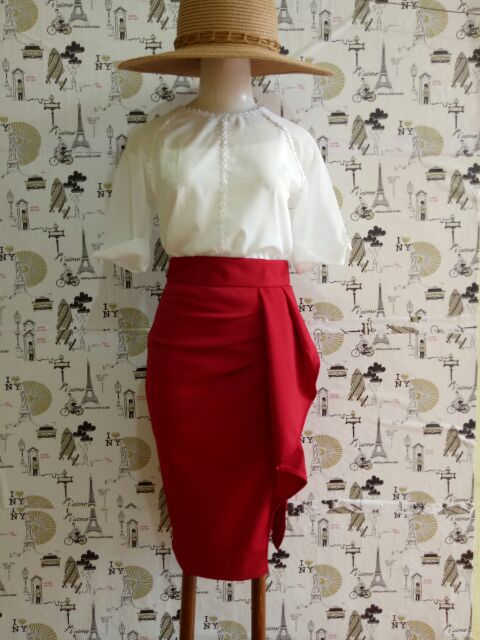 SET ÁO VÀ CHÂN VÁY XẾP LY VẠT BÈO CÓ NƠ | BigBuy360 - bigbuy360.vn