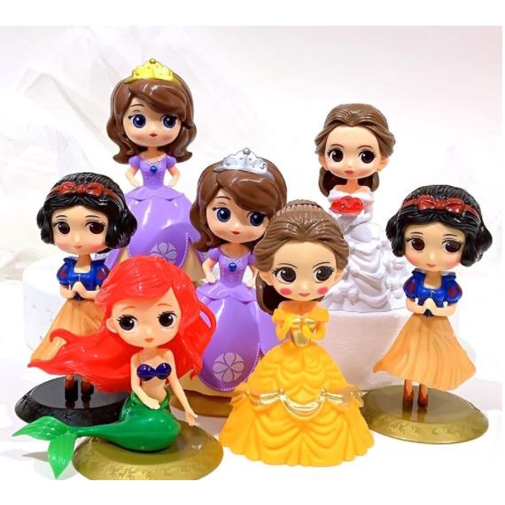 Mô Hình Búp Bê Công Chúa Anna Elsa Nàng Tiên Cá Alice Lọ Lem Nàng Tiên Cá Disney Trang Trí Bánh Kem Cho Bé