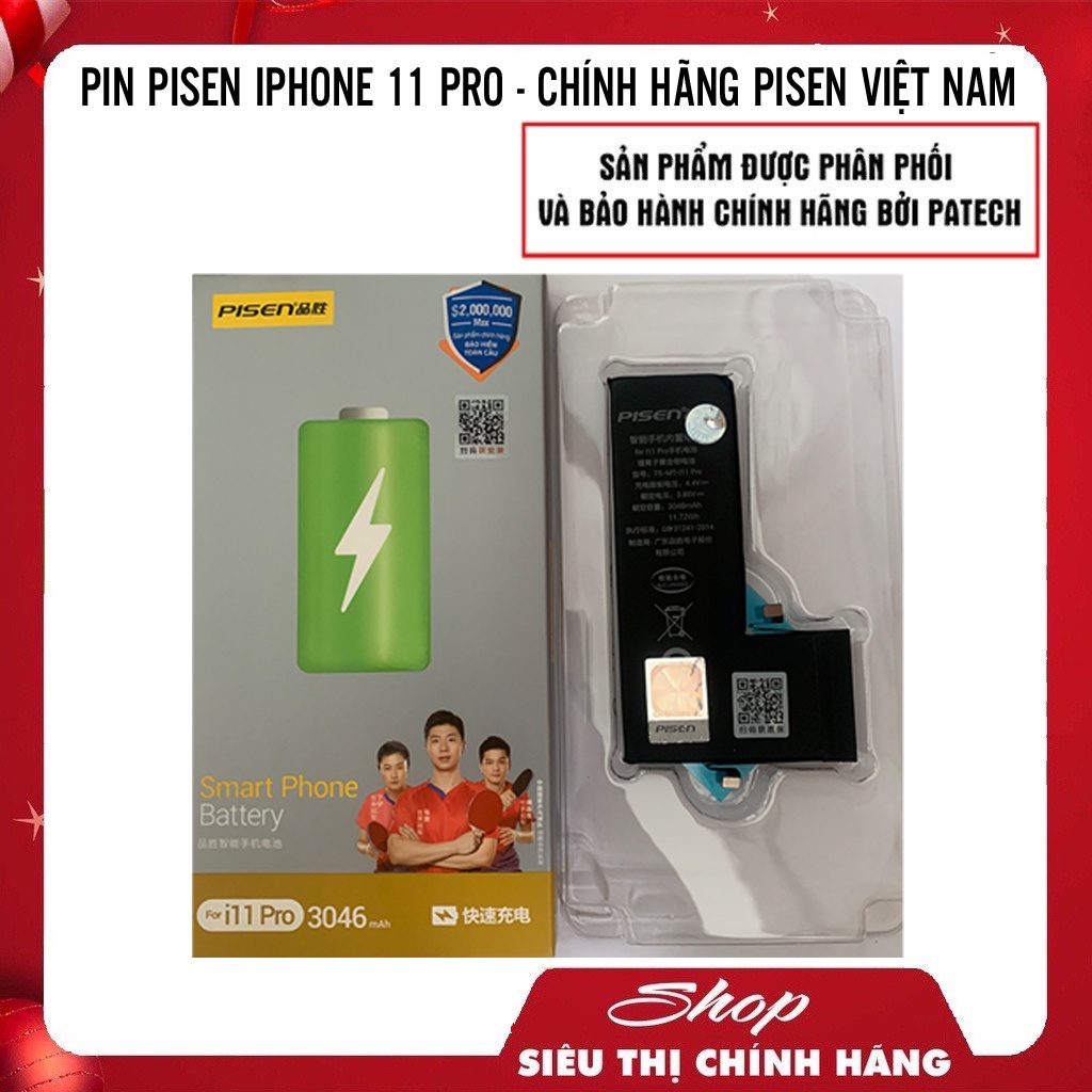 PIN PISEN IPHONE 11 PRO - CHÍNH HÃNG PATECH PHÂN PHỐI